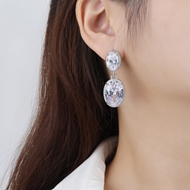 Picture of Big Platinum Plated Dangle Earrings with Fast Shipping