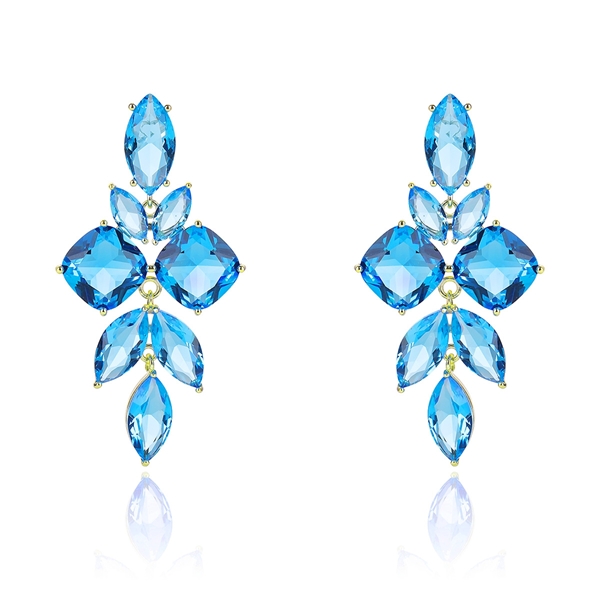 Picture of Best Cubic Zirconia Blue Dangle Earrings