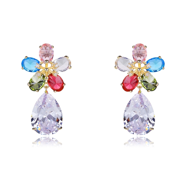 Picture of Charming Colorful Gold Plated Dangle Earrings with Easy Return