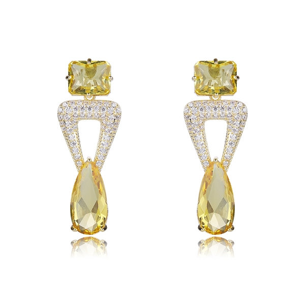 Picture of Fashion Cubic Zirconia Gold Plated Dangle Earrings