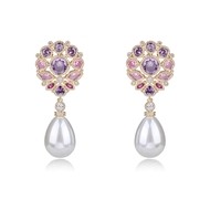 Picture of Popular Cubic Zirconia Pink Dangle Earrings