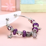 Picture of Platinum Plated Purple Fashion Bangle with Beautiful Craftmanship