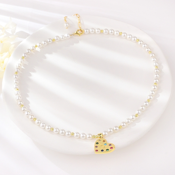 Picture of Classic White Short Chain Necklace with Full Guarantee