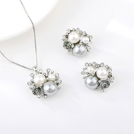 Picture of Popular Artificial Pearl Zinc Alloy 2 Piece Jewelry Set