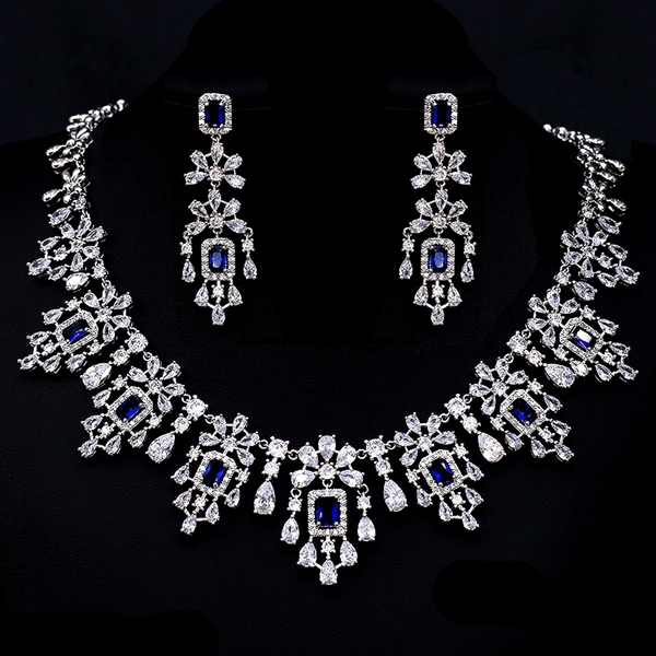 Picture of Inexpensive Platinum Plated Cubic Zirconia 2 Piece Jewelry Set of Original Design