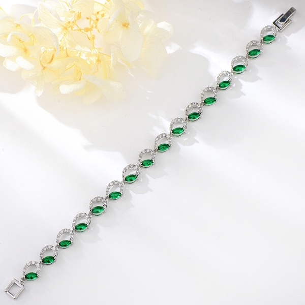 Picture of Distinctive Green Platinum Plated Fashion Bracelet with Low MOQ