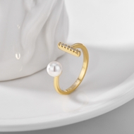 Picture of Best Artificial Pearl Delicate Adjustable Ring