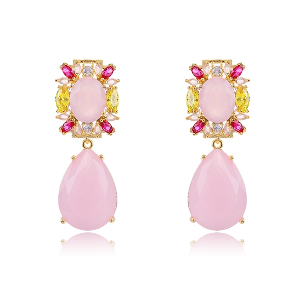 Picture of Featured Pink Big Dangle Earrings with Full Guarantee