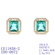 Picture of Affordable Gold Plated Green Big Stud Earrings for Ladies