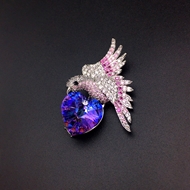 Show details for Nickel Free Platinum Plated Purple Brooche in Flattering Style Show details for Nickel Free Platinum Plated Purple Brooche in Flattering Style