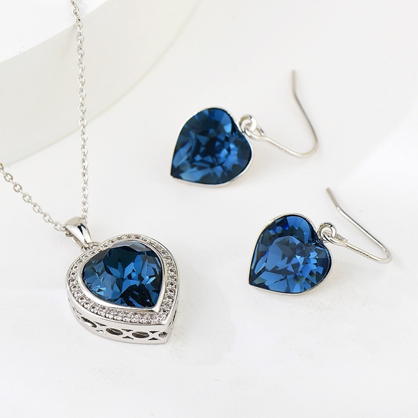 Picture of Swarovski Element Love & Heart Necklace and Earring Set for Her