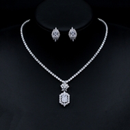 Show details for Designer Platinum Plated White 2 Piece Jewelry Set with No-Risk Return Show details for Designer Platinum Plated White 2 Piece Jewelry Set with No-Risk Return