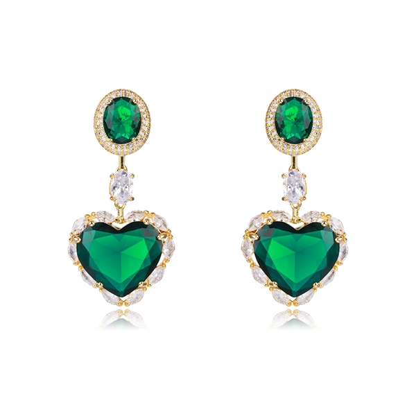 Picture of New Season Green Gold Plated Dangle Earrings with SGS/ISO Certification