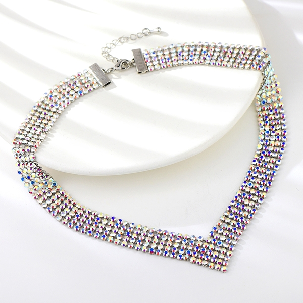 Picture of Bling Big Platinum Plated Short Statement Necklace