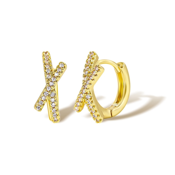 Picture of Delicate Gold Plated Huggie Earrings with Speedy Delivery