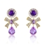 Show details for Bow Purple Dangle Earrings with Beautiful Craftmanship