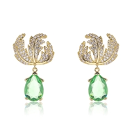 Picture of Charming Green Cubic Zirconia Dangle Earrings As a Gift