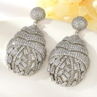 Show details for Attractive White Platinum Plated Dangle Earrings For Your Occasions Show details for Attractive White Platinum Plated Dangle Earrings For Your Occasions