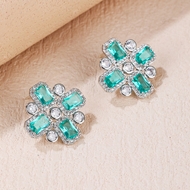 Picture of Great Cubic Zirconia Platinum Plated Big Stud Earrings from Trust-worthy Supplier