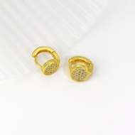 Picture of Bulk Gold Plated Cubic Zirconia Huggie Earrings Wholesale Price