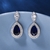 Picture of Nickel Free Platinum Plated Blue Dangle Earrings with Easy Return