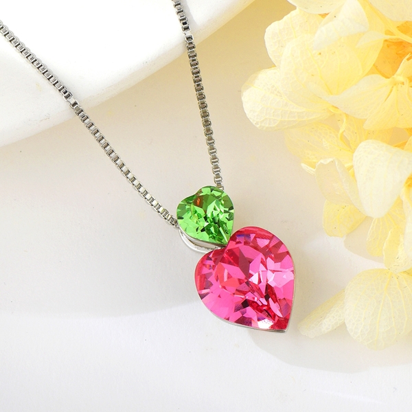 Picture of Distinctive Pink Platinum Plated Pendant Necklace with Low MOQ