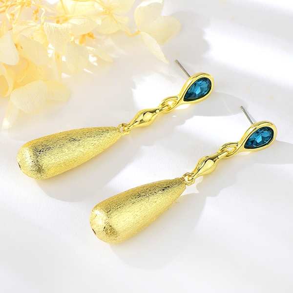 Picture of Trendy Gold Plated Blue Dangle Earrings with No-Risk Refund