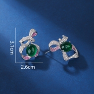 Picture of Green Platinum Plated Drop & Dangle Earrings for Female