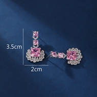 Picture of Bulk Platinum Plated Pink Dangle Earrings Exclusive Online