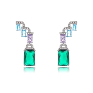 Picture of Beautiful Cubic Zirconia Platinum Plated Dangle Earrings