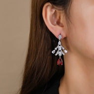 Picture of Purchase Platinum Plated Pink Dangle Earrings at Super Low Price