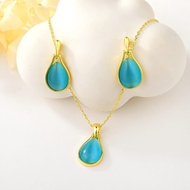 Picture of Designer Rose Gold Plated Opal 2 Piece Jewelry Set with Easy Return