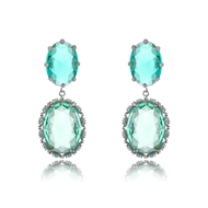 Picture of Great Cubic Zirconia Platinum Plated Dangle Earrings