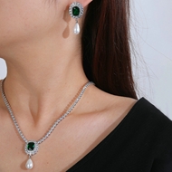 Picture of Popular Cubic Zirconia Green 2 Piece Jewelry Set