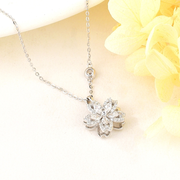 Picture of Popular Cubic Zirconia Platinum Plated Pendant Necklace