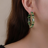 Picture of Irresistible Green Geometric Huggie Earrings As a Gift