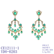 Picture of Hypoallergenic Gold Plated Cubic Zirconia Dangle Earrings with Easy Return