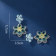 Picture of Beautiful Cubic Zirconia Flower Dangle Earrings