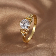 Picture of Trendy Gold Plated White Fashion Ring with No-Risk Refund