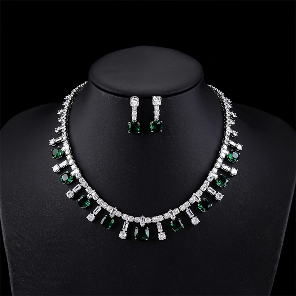 Picture of Funky Geometric Cubic Zirconia 2 Piece Jewelry Set