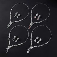 Picture of Good Quality Cubic Zirconia Flowers & Plants 2 Piece Jewelry Set