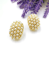 Show details for Brand New White shell pearl Clip On Earrings in Flattering Style